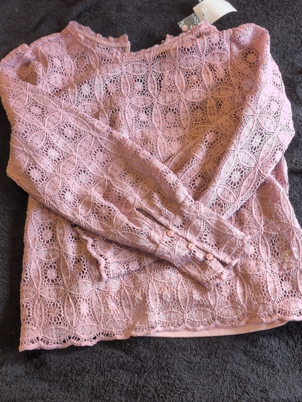 Maurices Pink Lace Long Sleeve Blouse